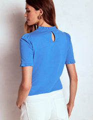 Boden Supersoft Frill Detail T-shirt - Meadow Spring