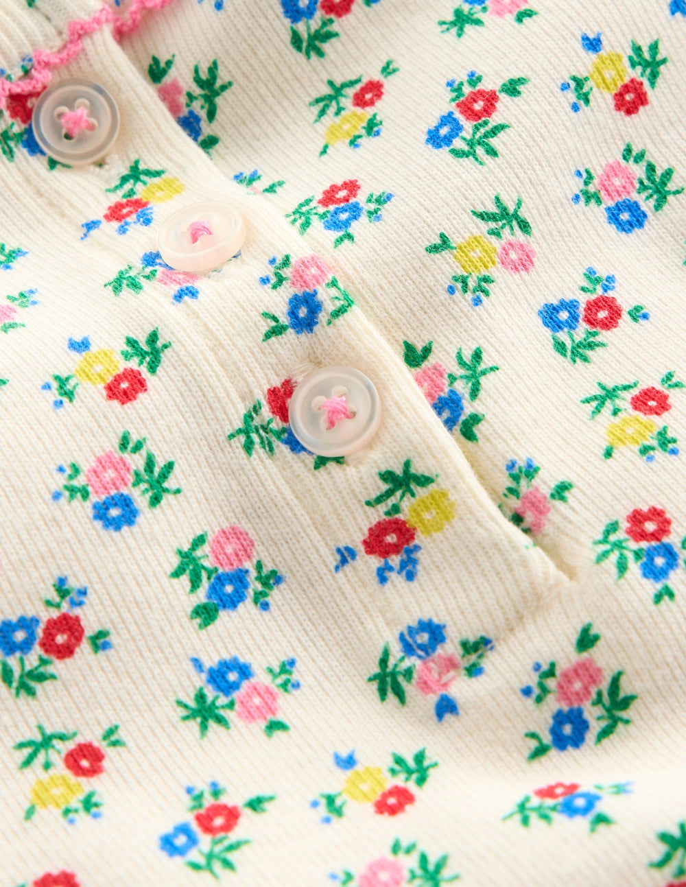 Boden Snug Henley Pajamas - Soft Ivory Spring Ditsy