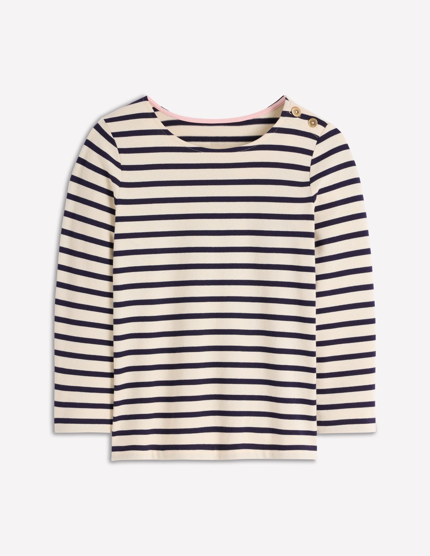 Boden Button Mariner Breton - Ivory and Navy Stripe