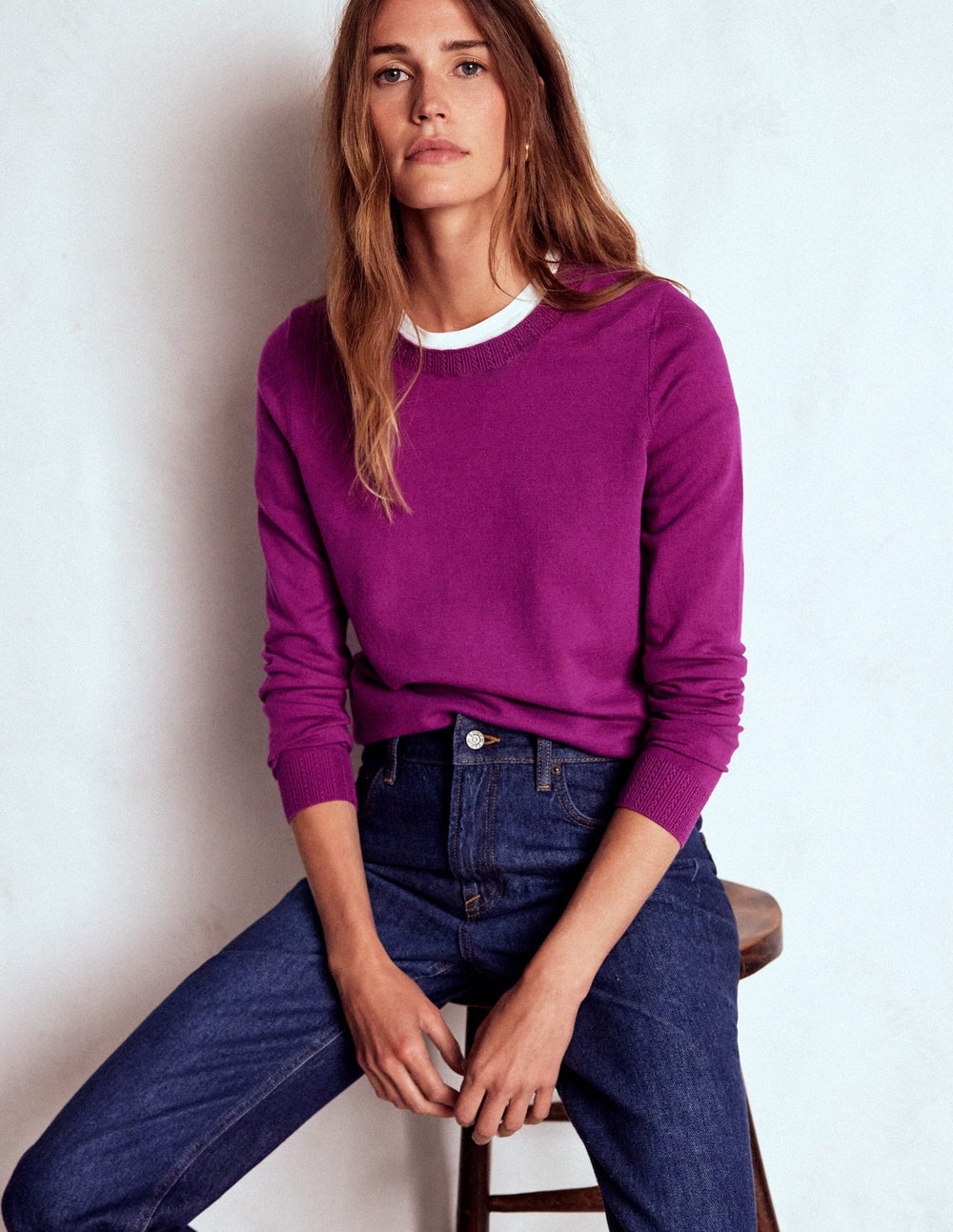 Boden Emilia Cotton Crew Sweater - Regal Purple