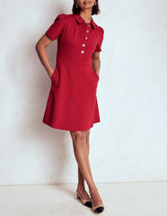 Boden Nicolette Ponte Shirt Dress - Crimson Red