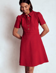 Boden Nicolette Ponte Shirt Dress - Crimson Red