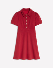 Boden Nicolette Ponte Shirt Dress - Crimson Red