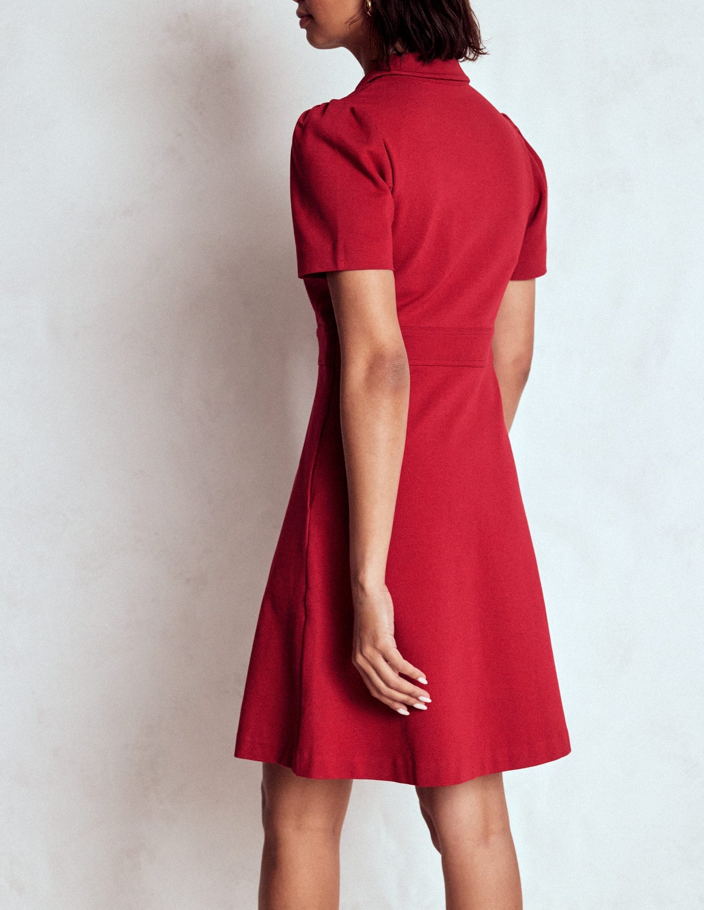 Boden Nicolette Ponte Shirt Dress - Crimson Red
