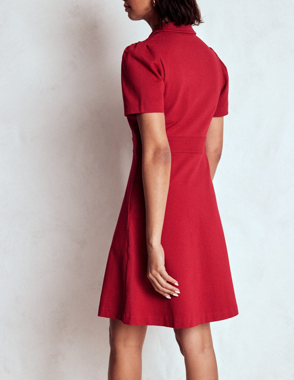 Boden Nicolette Ponte Shirt Dress - Crimson Red