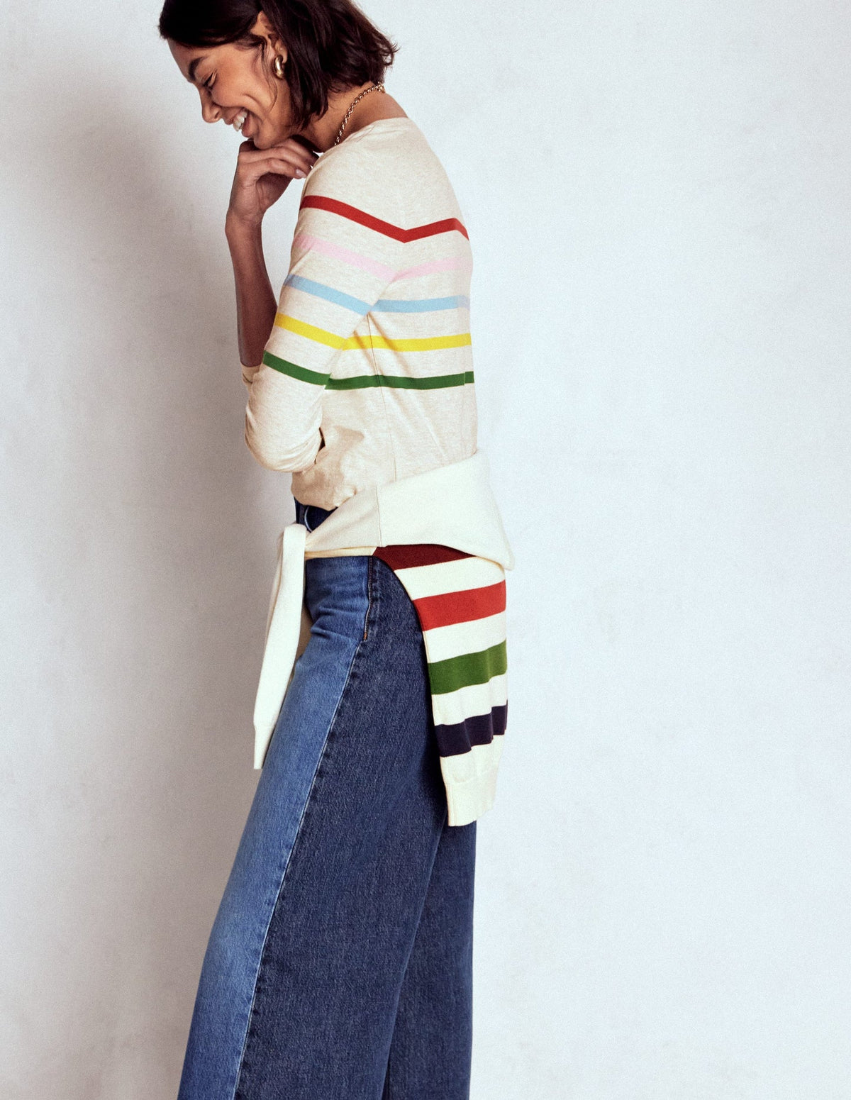 Boden Olivia Long Sleeve Breton - Oatmeal Marl Placed Breton