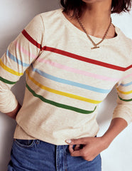 Boden Olivia Long Sleeve Breton - Oatmeal Marl Placed Breton
