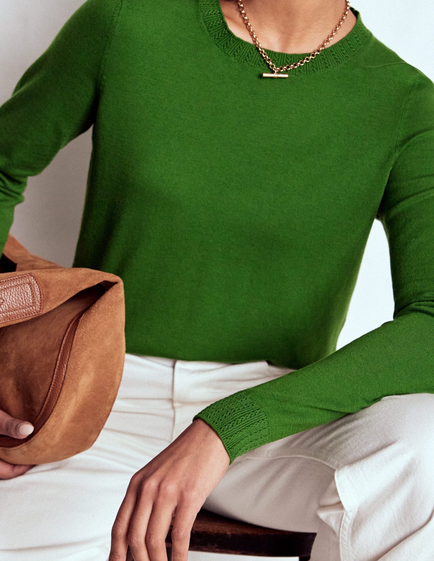 Boden Emilia Cotton Crew Sweater - Promenade Green