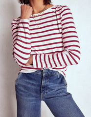 Boden Olivia Long Sleeve Breton - Deep Wisteria Stripe