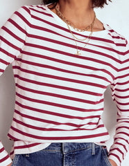 Boden Olivia Long Sleeve Breton - Deep Wisteria Stripe