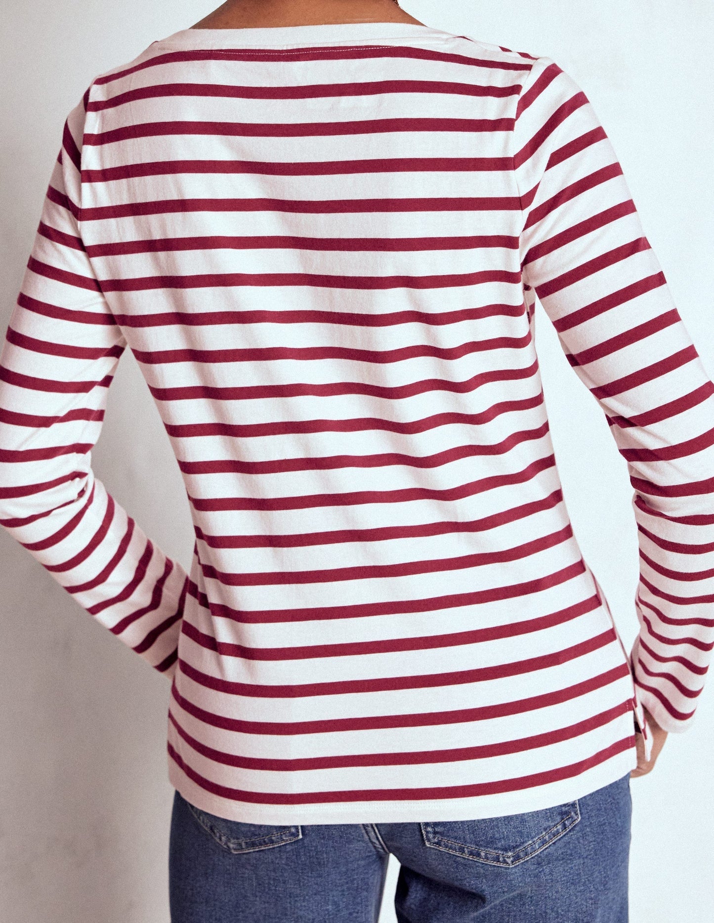 Boden Olivia Long Sleeve Breton - Deep Wisteria Stripe