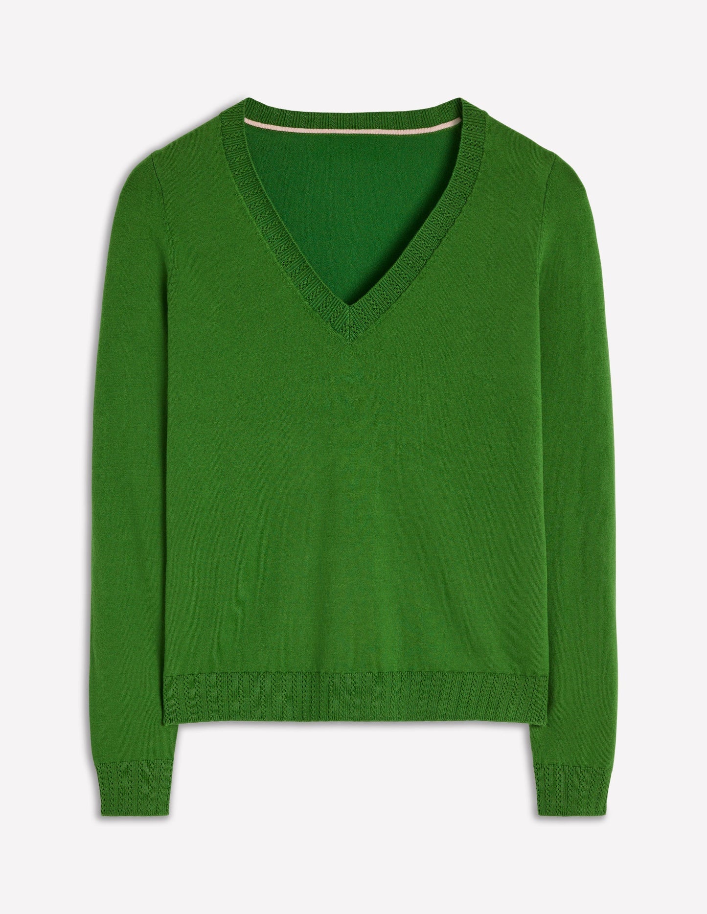 Boden Emilia Cotton V Neck Sweater - Promenade Green