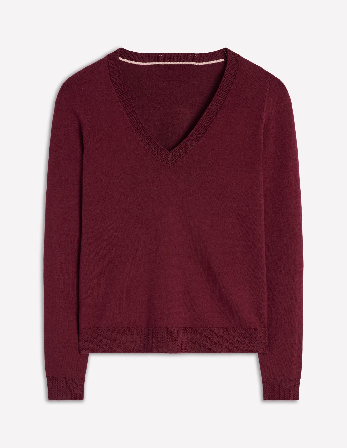Boden Emilia Cotton V Neck Sweater - Deep Wisteria