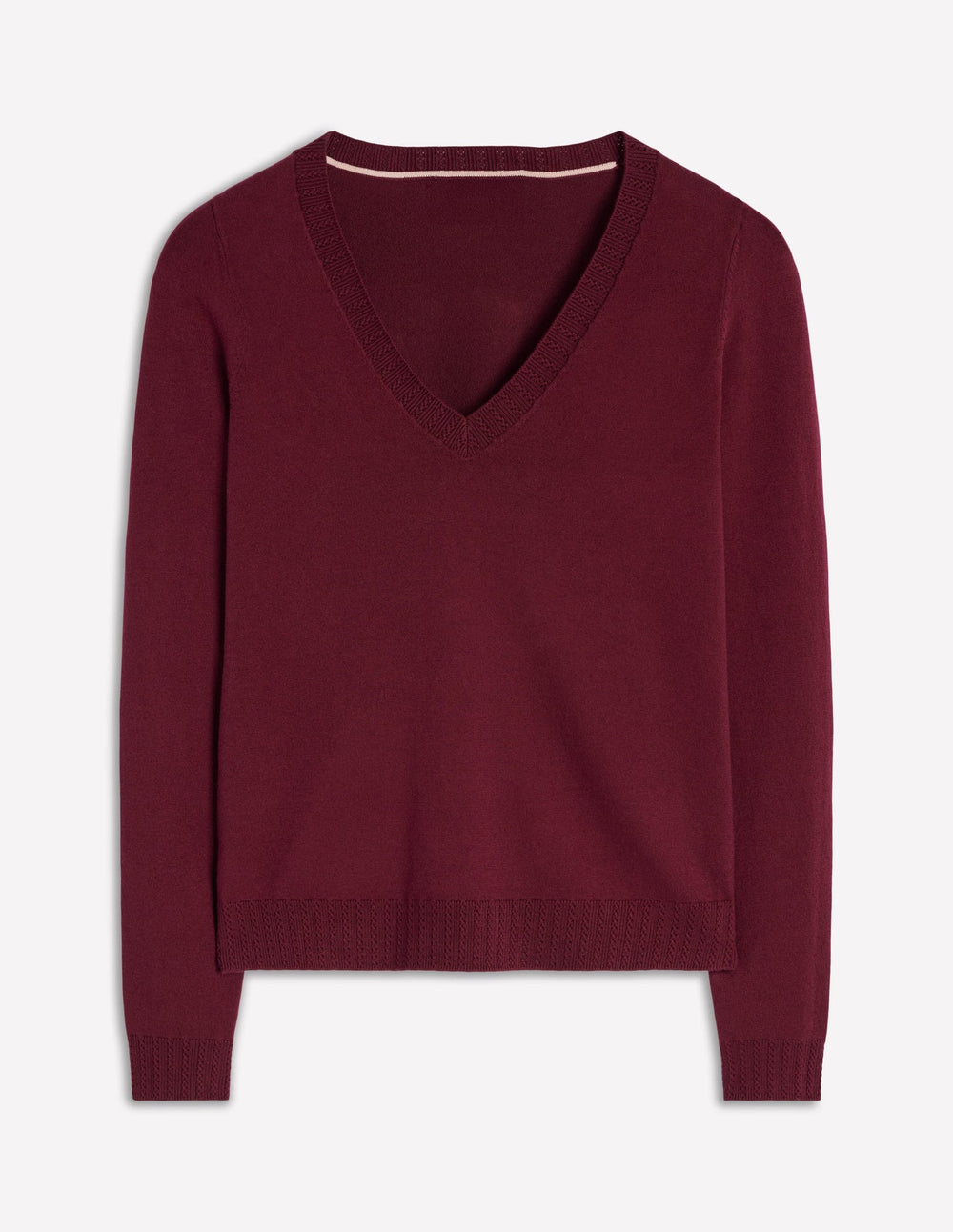 Boden Emilia Cotton V Neck Sweater - Deep Wisteria