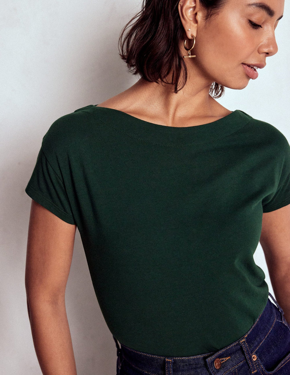 Boden Supersoft Boat Neck T-shirt - Green Pine