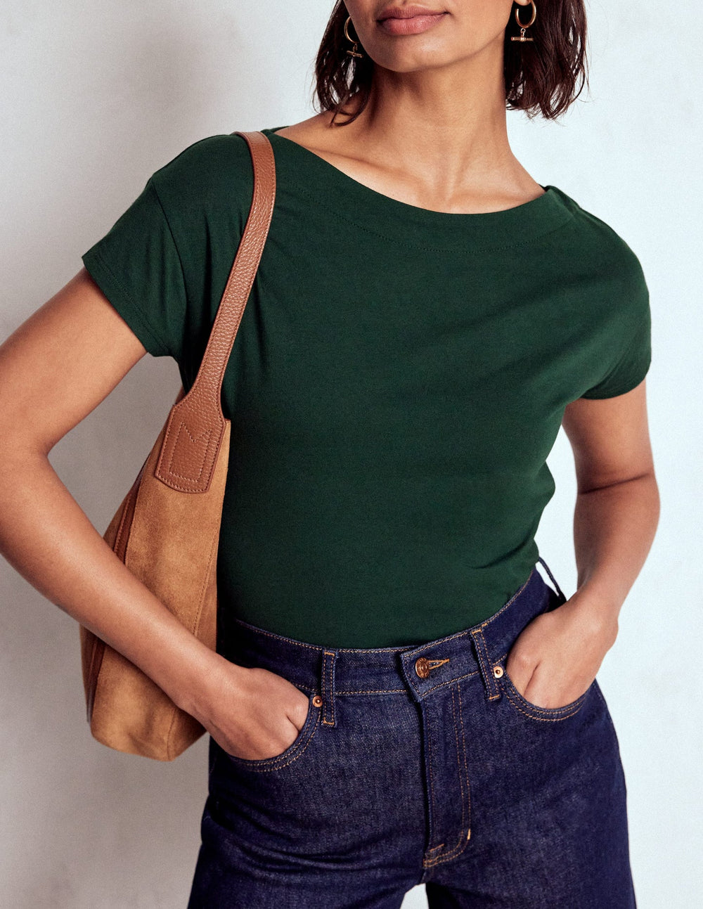 Boden Supersoft Boat Neck T-shirt - Green Pine