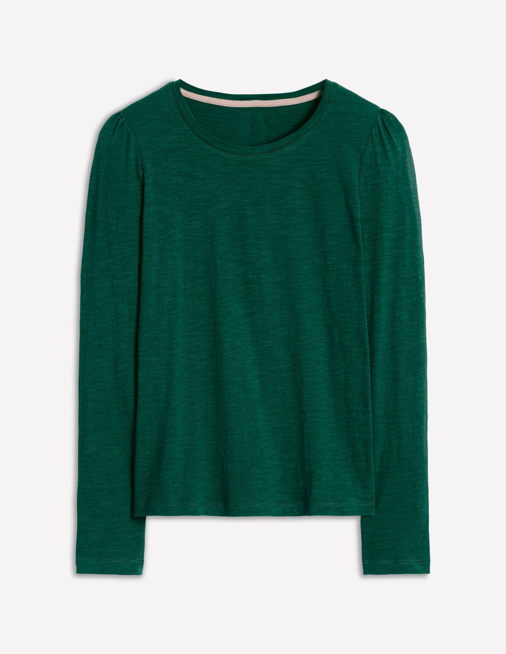 Boden Cotton Crew Long Sleeve Top - Drake Green