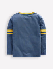 Boden Colour Block T-shirt - Robot Blue/ Canary Yellow