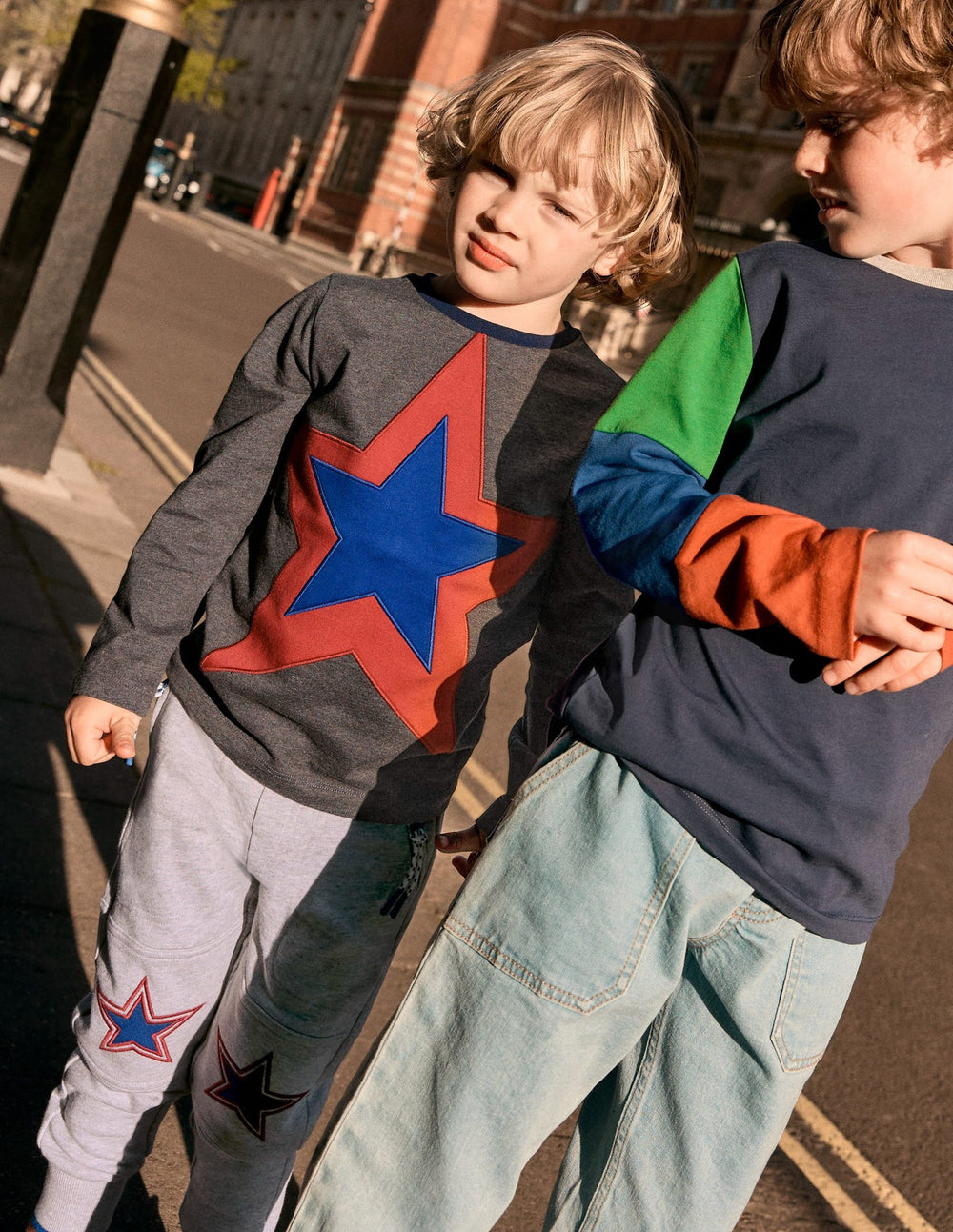 Boden Star Appliqué T-shirt - GREY MARL STAR