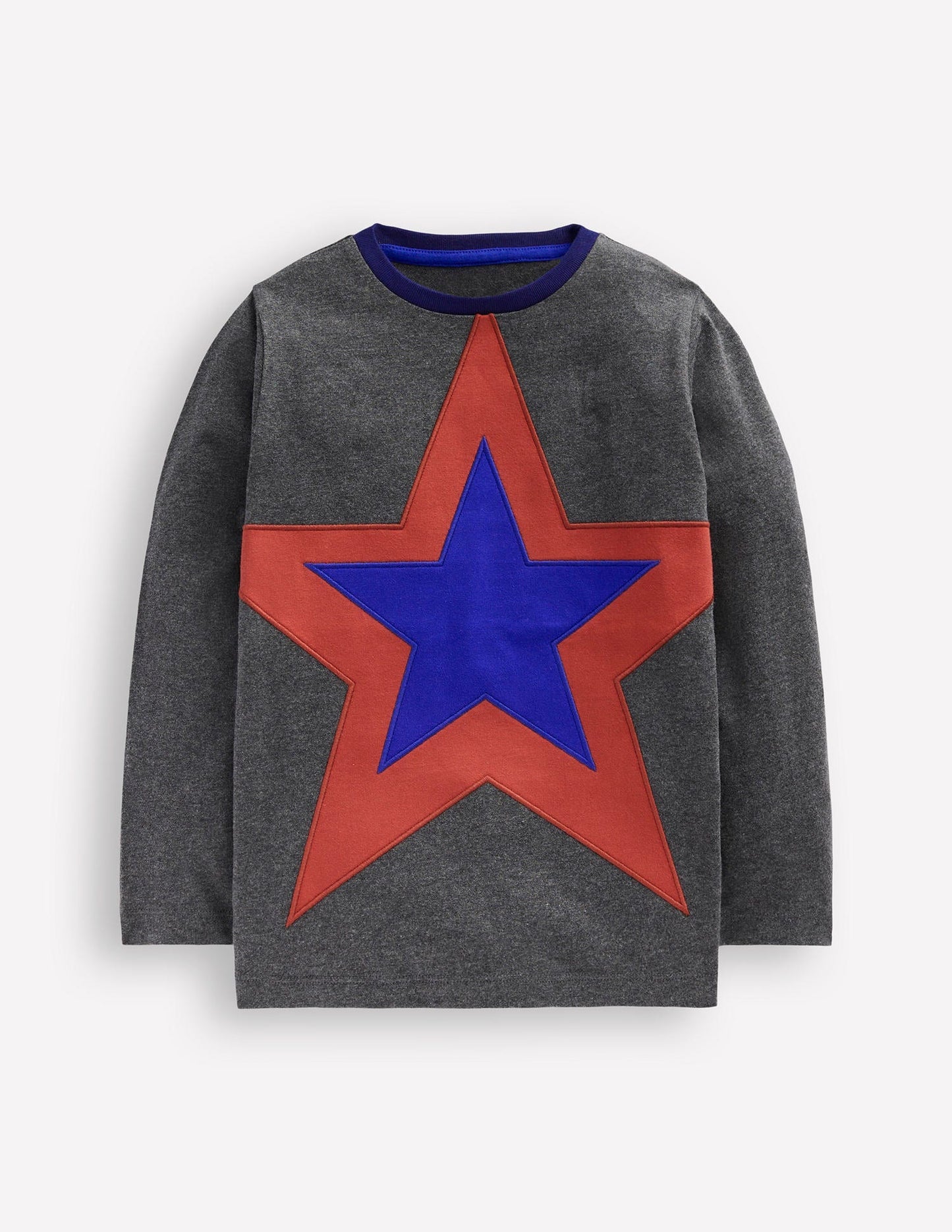 Boden Star Appliqué T-shirt - GREY MARL STAR