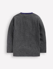 Boden Star Appliqué T-shirt - GREY MARL STAR