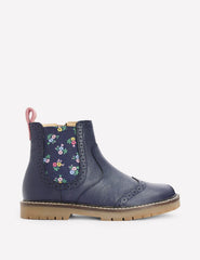 Boden Leather Chelsea Boots - College Navy Floral