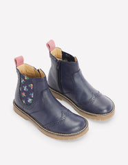 Boden Leather Chelsea Boots - College Navy Floral