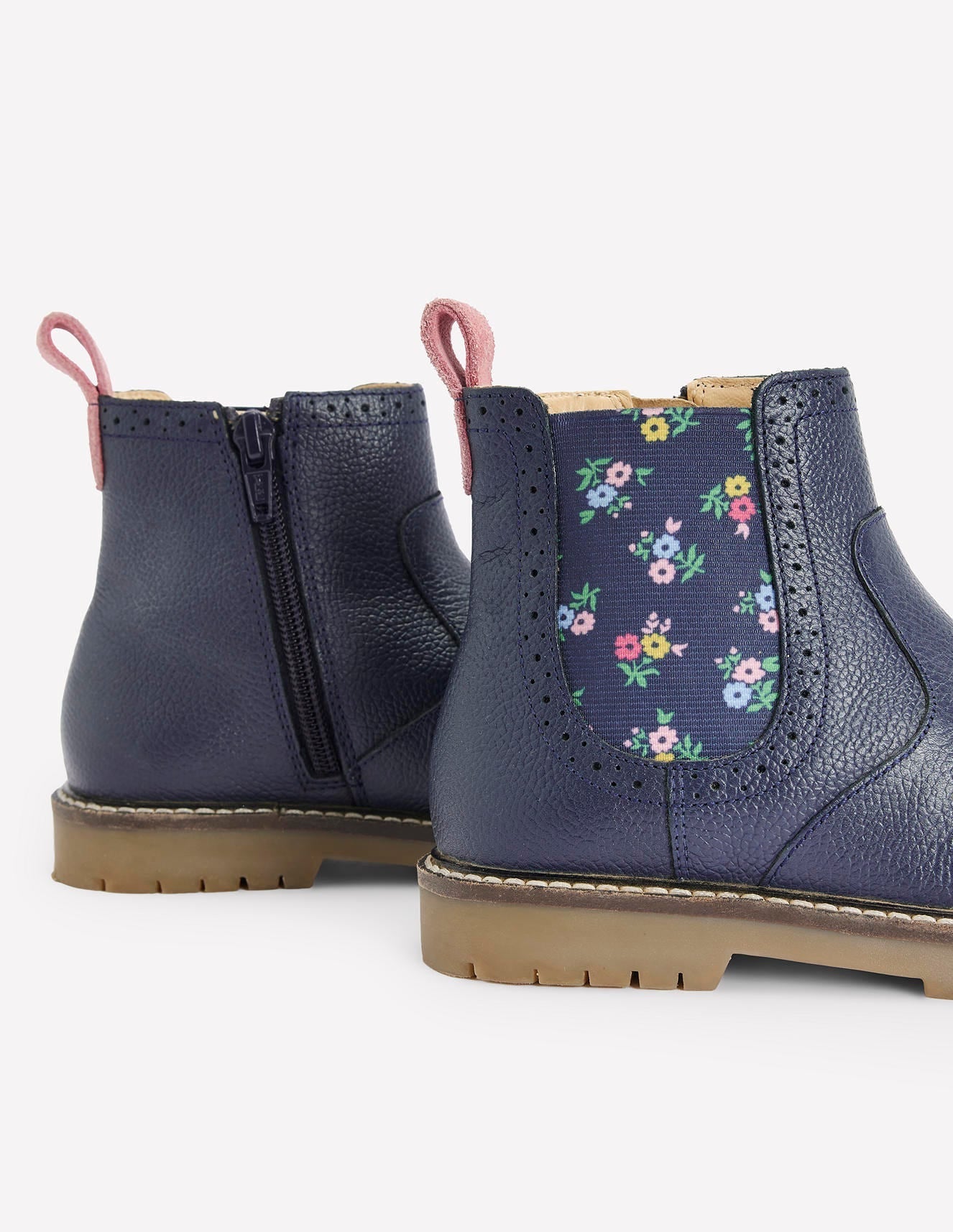 Boden Leather Chelsea Boots - College Navy Floral
