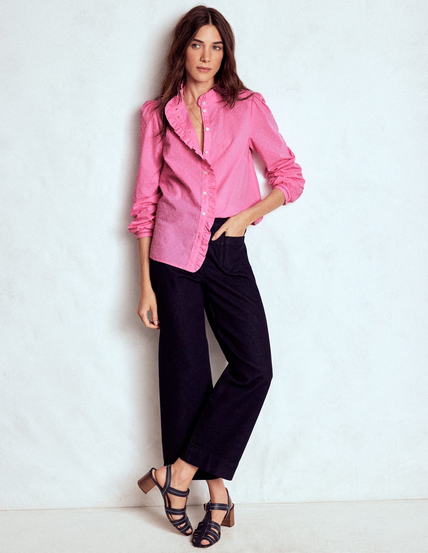 Boden Helena Cotton Dobby Top - Rose Bloom