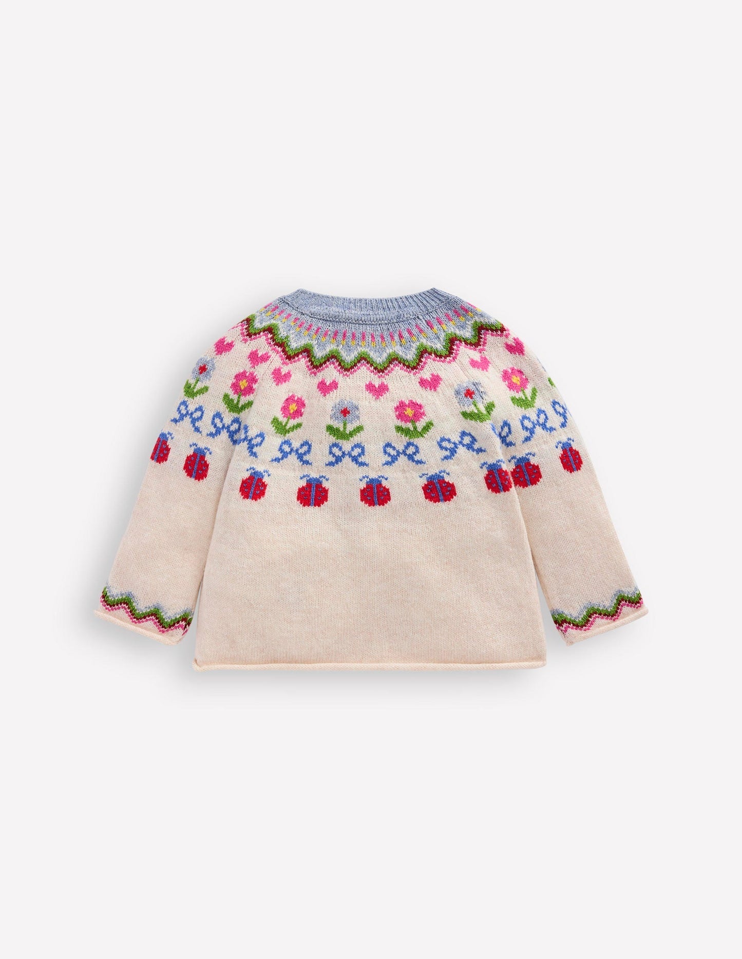 Boden Edie Fair Isle Cardigan - Ecru Marl Flowers