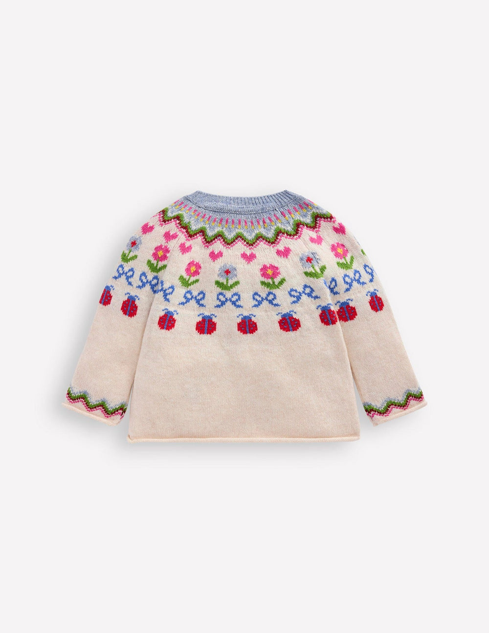 Boden Edie Fair Isle Cardigan - Ecru Marl Flowers