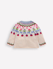 Boden Edie Fair Isle Cardigan - Ecru Marl Flowers