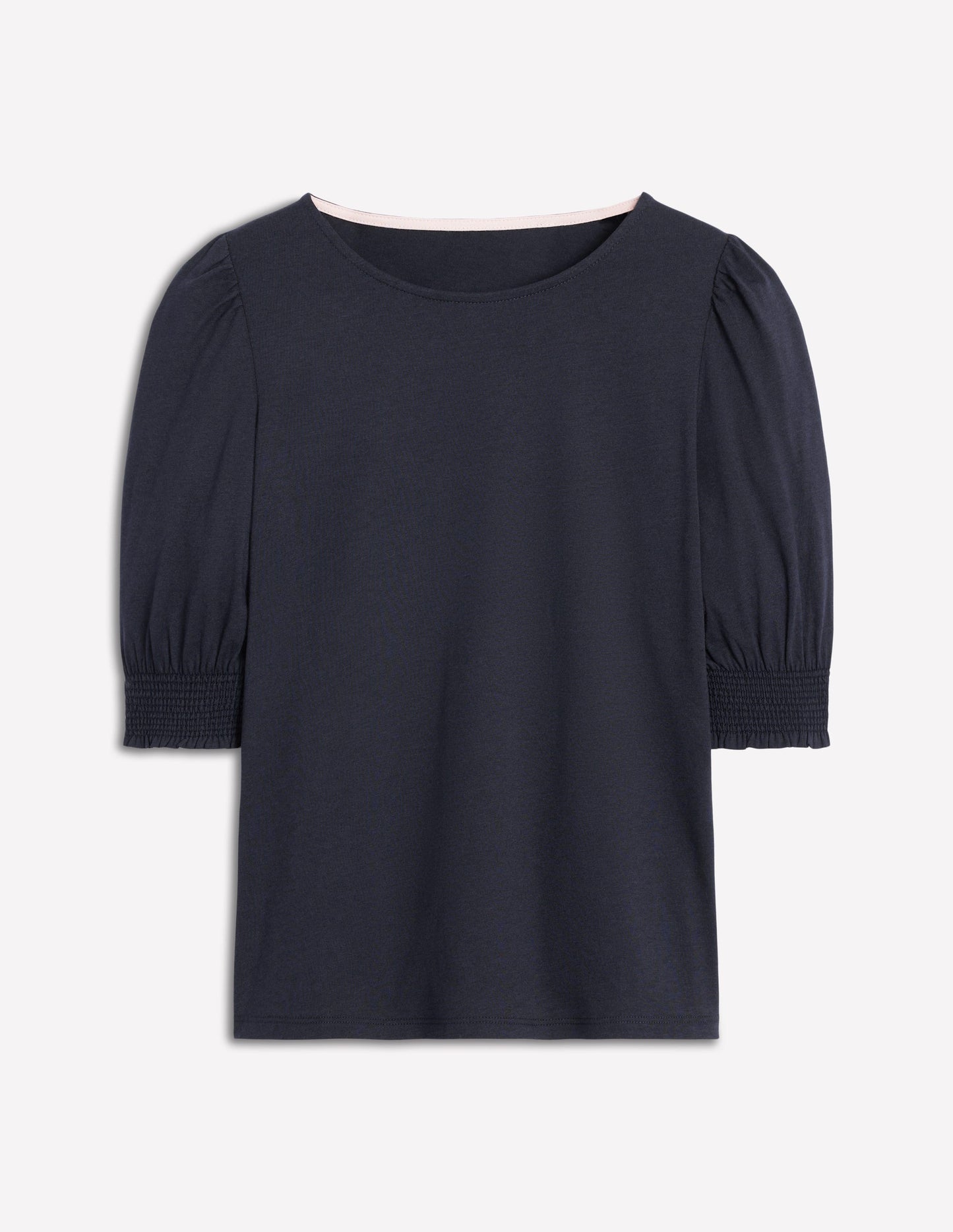 Boden Short Sleeve Smocked Cuff Top - Navy