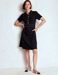 Boden Nicolette Ponte Shirt Dress - Black